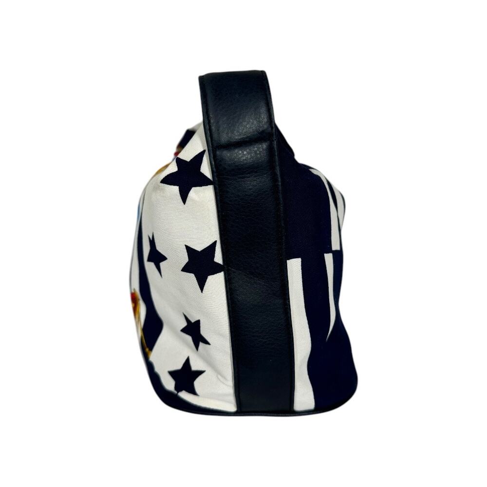 Vintage Aronni Romana Sailing Flag Print Handbag Nautical Florence Italy Navy - Picture 6 of 14